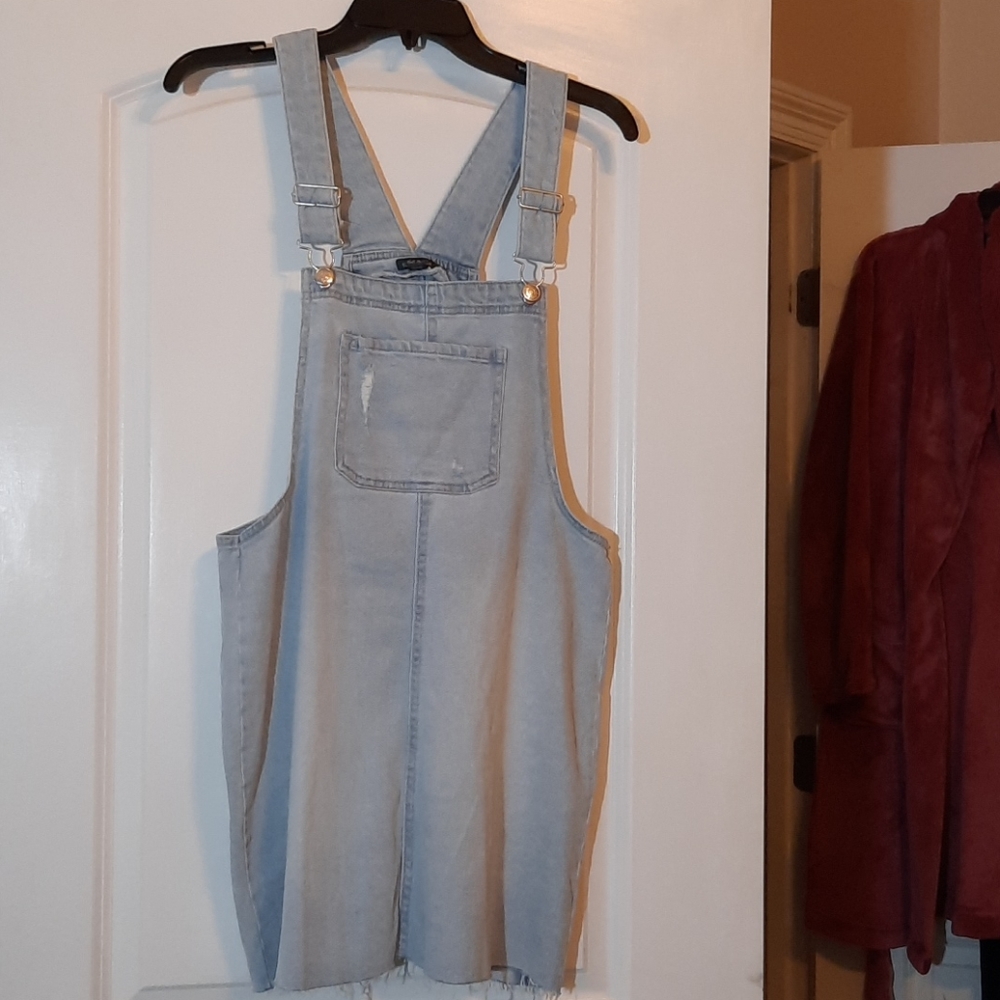 Light Wash Overall Dress